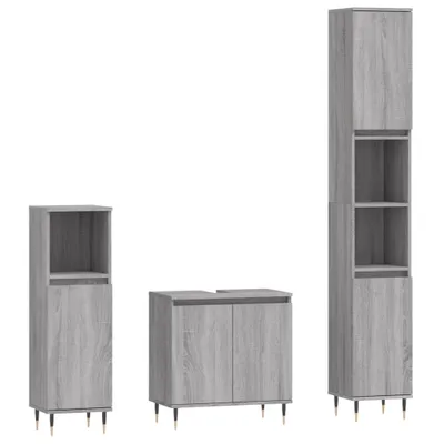 Produktbild von 3-tlg. Badmöbel-Set Grau Sonoma Holzwerkstoff