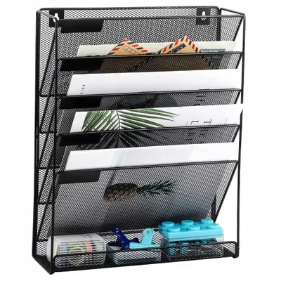 Produktbild von Zeitschriftenhalter Wand 6 Fächer Metall A4 Zeitschriftenhalter Wand Zeitschriften Wandhalter Aktenablage Dokumentenhalter Hängend Magazin Organizer
