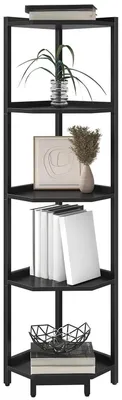 Immagine prodotto di Libreria a scaffali a forma di "E", 5 ripiani, dimensioni 30 x 30 x 136 cm, colore nero