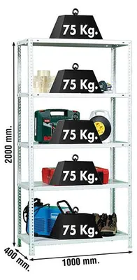 Produktbild von Metallregal ADVANTAGE PLUS 5/400 BRANCA