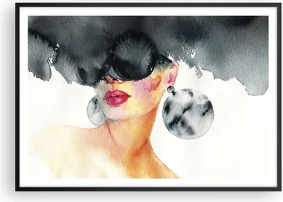 Produktbild von Gerahmtes Poster - Schwarzer Rahmen - Aquarell Modell Brille - 100x70 cm - Wand Bild - Wanddeko - Wandbilder - Kunstposter - Wandposter - Bilderrahmen - Bilder - Kunstdruck - P2BAA100x70-4678