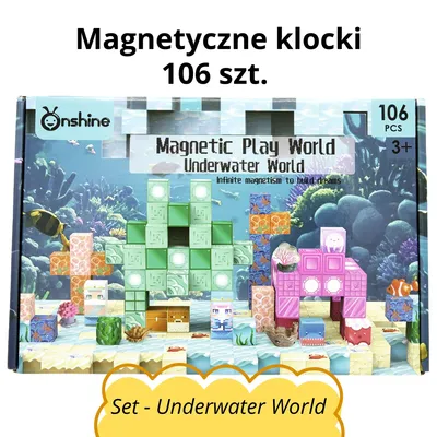 Zdjęcie produktu dla Magnetyczne klocki 106 szt. - Set Underwater World - Edukacyjny zestaw konstrukcyjny Montessori STEM dla dzieci