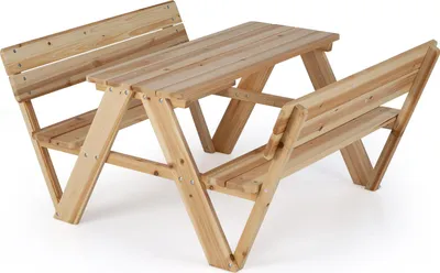 Immagine prodotto di Tavolo da picnic per bambini COSTWAY, set di sedute da esterno per bambini con tavolo e 2 panche, set di sedute per bambini fino a 4 bambini, mobili da giardino in legno a partire dai 3 anni di età