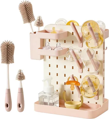 Produktbild von Babyflaschen Trockner, mit Flaschenbürste, rosa, frei, für Küchenzubehör