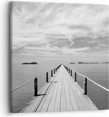 Produktbild von Bild auf Leinwand - Leinwandbild - Einteilig - Holz Brücke Meer - 40x40cm - Wand Bild - Wanddeko - Wandbilder - Leinwanddruck - Bilder - Wanddekoration - Leinwand bilder - Wandbild - AC40x40-4985