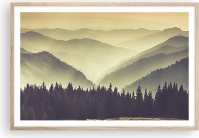 Produktbild von Gerahmtes Poster - Rahmen in heller Eiche - Berge Wald Natur - 91,5x61 cm - Wand Bild - Wanddeko - Wandbilder - Kunstposter - Wandposter - Bilderrahmen - Bilder - Kunstdruck - Wandbild P2NAA91x61-3820
