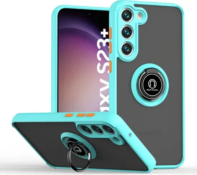 Produktbild von Samsung S23+ Hülle, Ring Halter Ständer Matte Transluzent TPU Rahmen Stoßfest Schutzhülle für Samsung Galaxy S23+ Hellblau