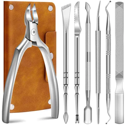 Immagine prodotto di Kit pedicure 7-in-1 in acciaio inossidabile, ideale per unghie spesse e incarnite, colore argento