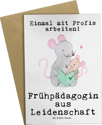 Produktbild von Mr. & Mrs. Panda Grußkarte Frühpädagogin Leidenschaft - Weiß - Geschenk, Ausbildung, Studium, osterkarte, hochzeitskarten, dankeskarten, Lustig, einladungskarten, Spruch