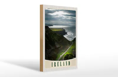 Produktbild von Holzschild Reise 20x30cm Irland Europa Wiese Gebirge Meer