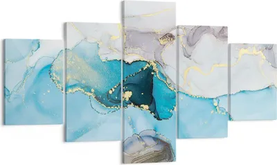 Produktbild von Bild auf Leinwand - Leinwandbild - 5 Teile - Marmor Modern Blau - 125x70cm - Wand Bild - Wanddeko - Wandbilder - Leinwanddruck - Bilder - Wanddekoration - Leinwand bilder - Wandbild - EA125x70-4792