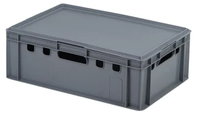 Produktbild von E2 Kisten mit grauem Deckel 600 x 400 x 200 mm Farbe: grau