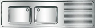 Immagine prodotto di Lavello commerciale KWC AR, MAXIMA, acciaio inox, 2 vasche, 2000x432x600 mm, scarico a destra