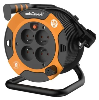 Produktbild von 4-fach Steckdosen-Verlängerungskabeltrommel H05VV-F 3G1.0, 15 m orange-schwarz / 24622