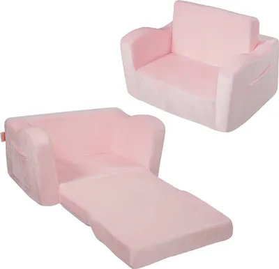 Zdjęcie produktu dla VEVOR sofa dziecięca 2 w 1 rozkładana sofa dziecięca do leżanki, rozkładany fotel dziecięcy, fotel dla malucha, rozkładana sofa dziecięca do zabawy, kanapa dziecięca różowa 104 x 58 x 32 cm