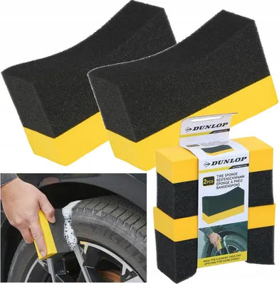 Zdjęcie produktu dla Gąbka samochodowa DUNLOP Zestaw 2 gąbek do mycia opon kół 10x4x6cm