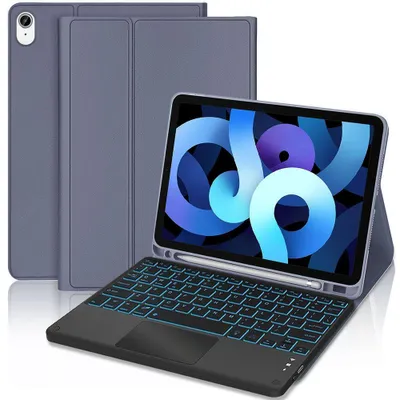 Image de Coque Clavier pour iPad Air 11" (M4/M3/M2) / iPad Air 4/5 10,9" CuirPolyuréthaneViolet avec Clavier Rétroéclairé