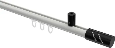 Produktbild von Interdeco Innenlaufstange / Gardinenstange mit Innenlauf Weiß / Schwarz, Typ Sonius Zoena (Glitzerzylinder) Deckenmontage, 20 mm Ø 1-läufig, 240 cm