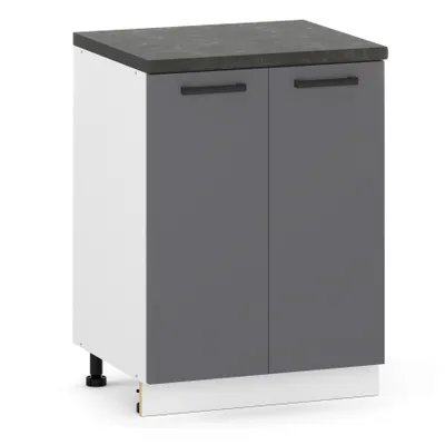 Produktbild von ULWEHOME | Unterschrank 60 cm Anthrazit, Küchenunterschrank Grafit mit 2 Türen, Küchenschrank stehend, ohne Arbeitsplatte