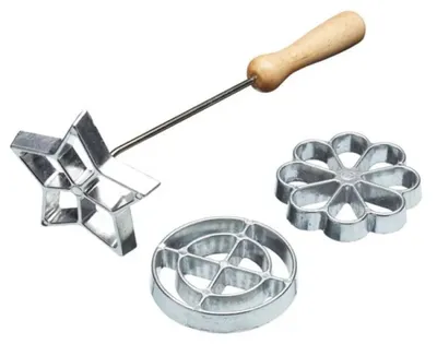 Image de Fer pour biscuits suédois en forme de rosette, 3 formes, bois, métal - Home Made