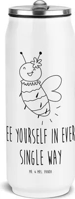 Produktbild von Mr. & Mrs. Panda Trinkflasche Biene Blume - Weiß - Geschenk, Wasserflasche, Thermoflasche, Thermosflasche, Edelstahlflasche, Sportflasche