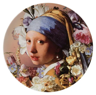 Immagine prodotto di Heinen Delfts Blauw – Piatto da parete, "Ragazza con l'orecchino di perla", tonalità pastello