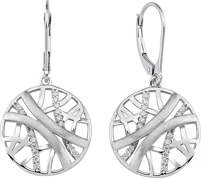 Produktbild von JOBO Ohrhänger 925 Silber mattiert 32 Zirkonia Ohrringe Boutons Silberohrringe