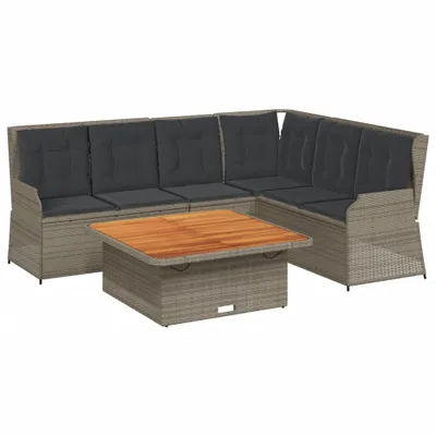 Produktbild von vidaXL 5-tlg. Garten-Lounge-Set mit Kissen Grau Poly Rattan