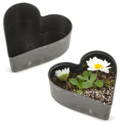 Immagine prodotto di Fioriere a cuore per esterni 2 pz. nero marmorizzato in 22 cm