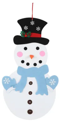 Productafbeelding van DIY Vilt Kerstman Speelset, afneembare decoratie, kerstversiering voor aan de muur, blauwe sjaal