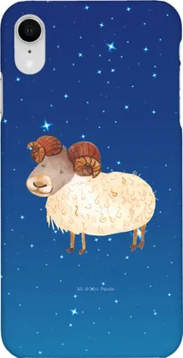 Produktbild von Mr. & Mrs. Panda Iphone XR Handyhülle Sternzeichen Widder - Sternenhimmel Blau - Geschenk, Geburtstag März, Schafbock, Premium Kunststoff, April, Handy Case, Bock