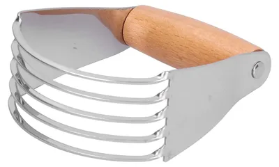 Teigmixer aus Edelstahl, 5 Klingen, Gebäckblender, Holzfarbe