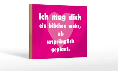 Produktbild von Holzschild Spruch 18x12cm Ich mag Dich (Herz)