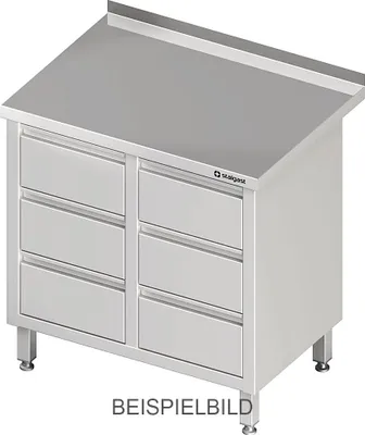 Produktbild von Schubladenschrank mit 2x3 Schubladen, 840x600x850 mm, ohne Aufkantung, verschweißt