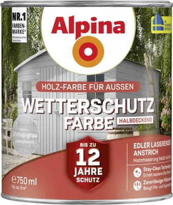 Produktbild von Alpina Wetterschutzfarbe halbdeckend 0,75 L vintagegrau