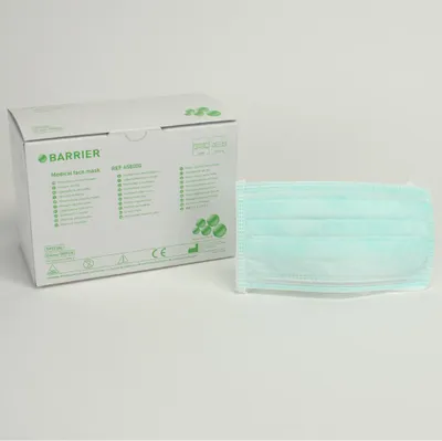 Produktbild von OP-Maske Barrier grün m. Band 60St