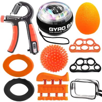 Produktbild von Handtrainer Griffkraft Trainer Griffstärke - 9-teilig - Verstellbar 22 bis 88 lbs - Gyroball