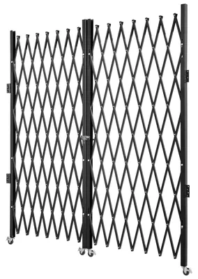Image de SucceBuy : Portail de sécurité rétractable double, portail coulissant, de 0,5 à 12 pieds. Portail portable avec roulettes à 360°, pliable pour une utilisation en extérieur, pour les caves, les garages, les vitrines et les clôtures. Couleur : noir