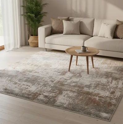 Image de Volero - Tapis abstrait - Misha Grunge Crème/Marron - 140x200 cm