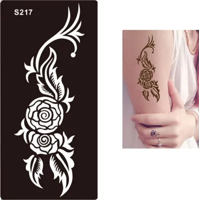 Produktbild von Henna Tattoo Schablone Airbrush Stencil Blume Rose