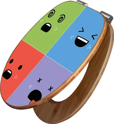 Produktbild von banjado Design WC Sitz Bambus Absenkautomatik -Neun Keinenasen - Toilettendeckel mit Absenkautomatik Holz/hochwertiger Bambus Klodeckel/WC-Sitz für alle gängigen Toiletten [TDB2 10809]