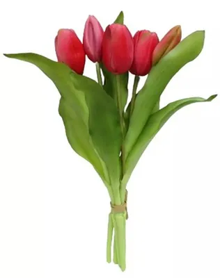 Produktbild von Tulpen künstlich 30cm Tulpenbündel mit 5Tulpen Real Touch fuchsia Tulpenstrauß