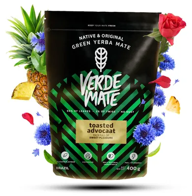 Produktbild von Verde Mate - Mate Tee Advocaat Tostada 400g - Gerösteter Yerba Mate - Mit Ananas, Rosenblüten - Cremiger Geschmack - Brasilien