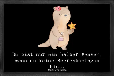 Produktbild von Mr. & Mrs. Panda fußmatte Meeresbiologin Herz 40 x 60 cm - Schwarz - Geschenk, Studium, Schmutzmatte, Türvorleger, Lustig, Naturwissenschaftlerin, Fußabstreifer, Spruch