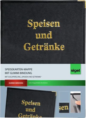 Produktbild von SIGEL SM100  Speisekarten-Mappe, Gummi-Bindung, A4, schwarz