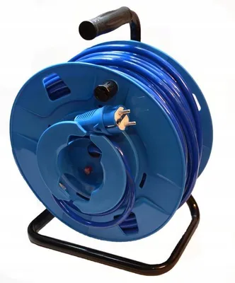 Productafbeelding van Tuinverlengkabel H07BQ-F 3G2,5, blauw, 750V, op een omgekeerde kabelhaspel, met stekker en koppeling, 25 meter