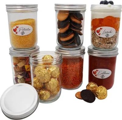 Produktbild von Nachtliches Oat-Pot-Set - Muesli-Behälter - Glas-Mason-Jar - Haferflocken - Set - Muss-haben für dein Frühstück
