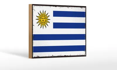 Produktbild von Holzschild Flagge Uruguays 18x12 cm Retro Flag of Uruguay Dekoration