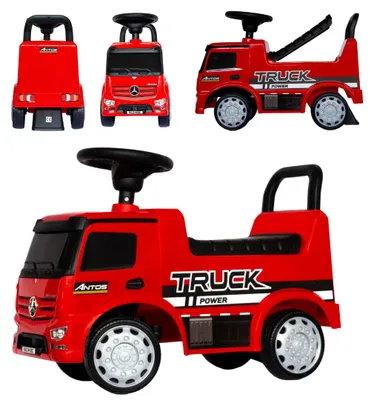 Zdjęcie produktu dla Mercedes - Benz Antos Jeździk Odpychacz Truck Z Funkcjami Dźwiękowymi I Świetlnymi - Czerwony