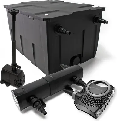Image de Wiltec Kit complet: CBF-550 Filtre de bassin jusqu'à 60000L Biologique, NEO10000 pompe de filtration 10000l/h 80W, CUV-224 lampe uv UVC Clarificateur avec 24W, HJ-943 Pompe pour fontaine 800l/h 16W